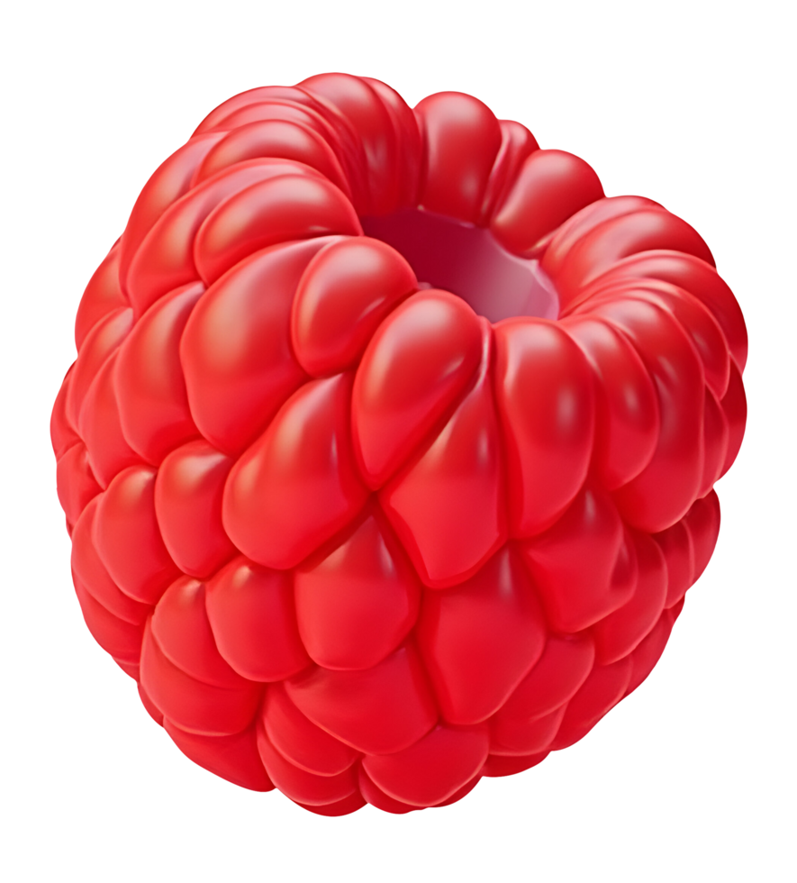 Macro close up of single bright red raspberry fruit, evoking freshness png