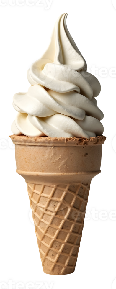 Delicious soft serve ice cream cone, delightful summer dessert treat png