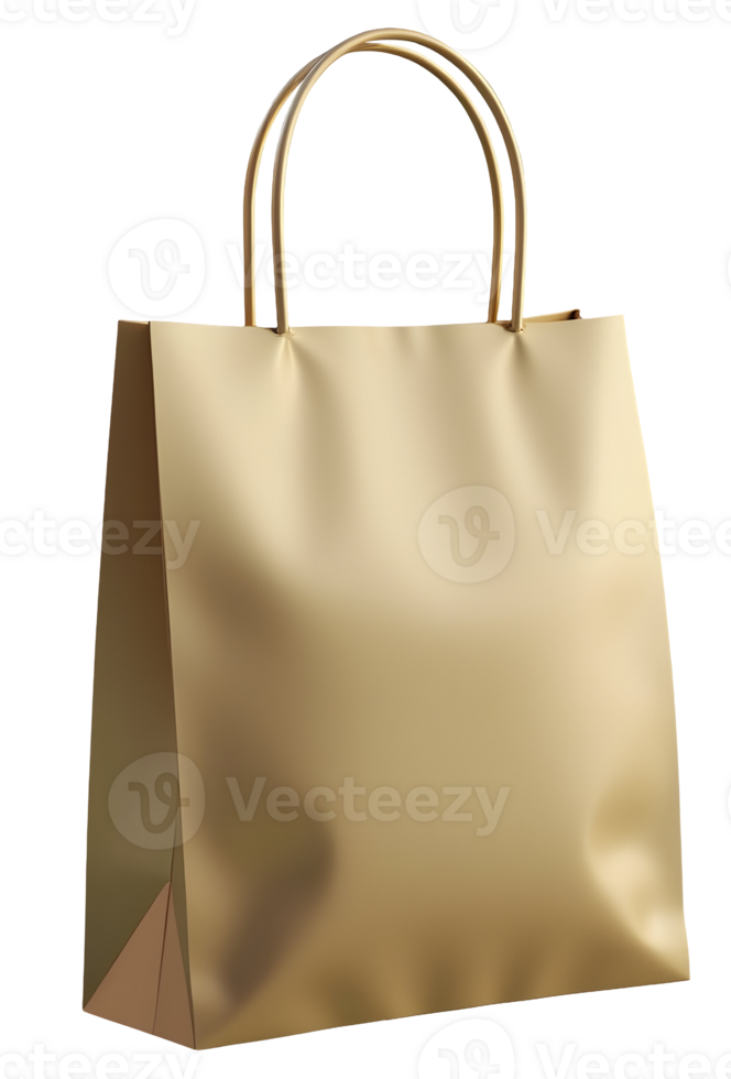 Simple beige paper shopping bag for retail purchase and potential gift png