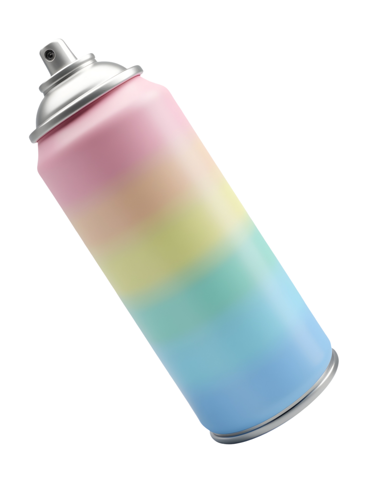 Colorful pastel gradient spray can shows happy and playful artistic design png