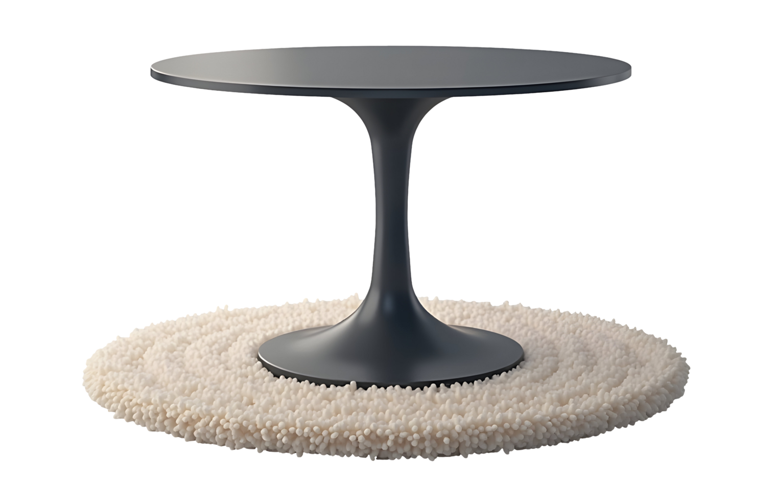 Elegant dark table on cozy round rug creating serene and inviting space png
