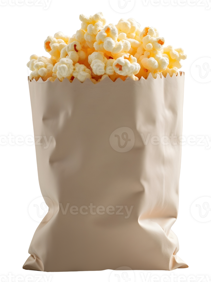 Delicious popcorn snack in paper bag, perfect food for happy movie nights png