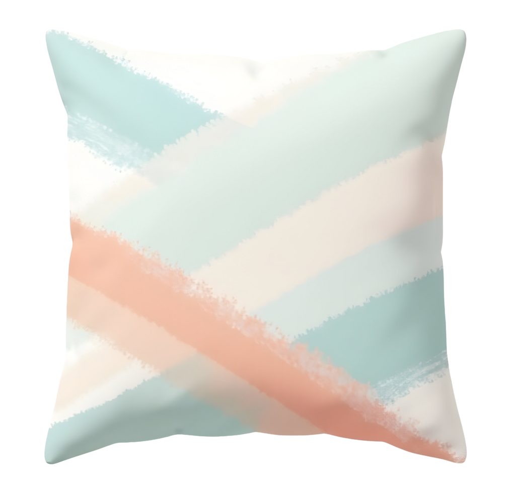 Cozy modern pillow with pastel abstract design creating serene home decor png