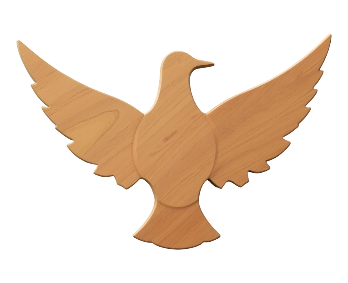 Beautiful wooden dove carving represents peace and spiritual hope png