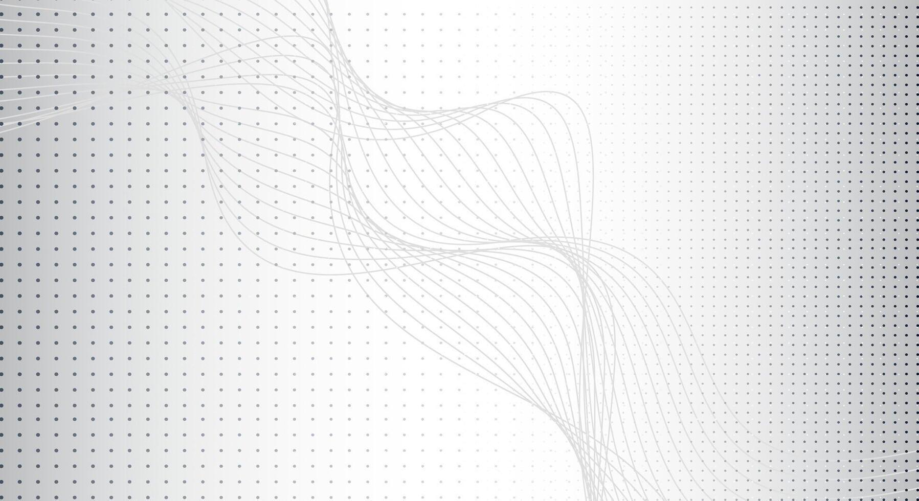 Gray Abstract Dotted Background with Flowing Wave Lines and Smooth Gradient vector