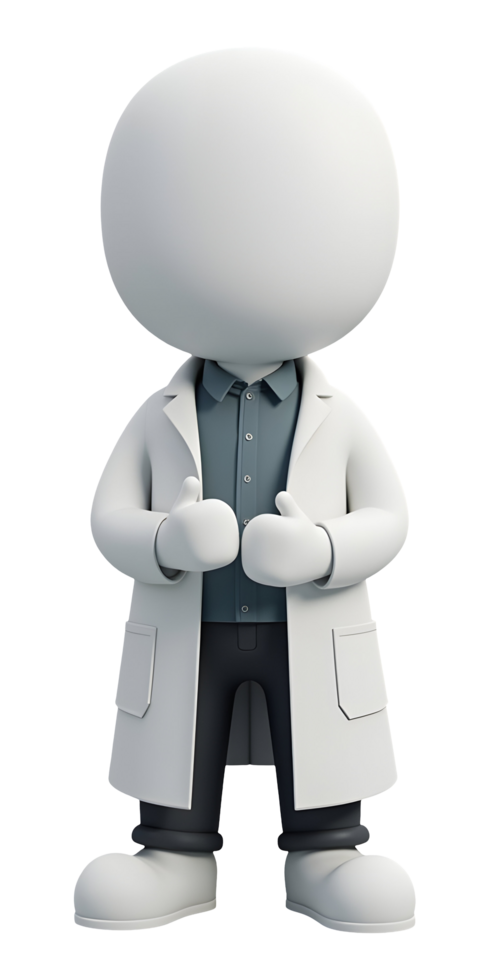 Faceless scientist figure stands calm, professional, ready for research presentation png
