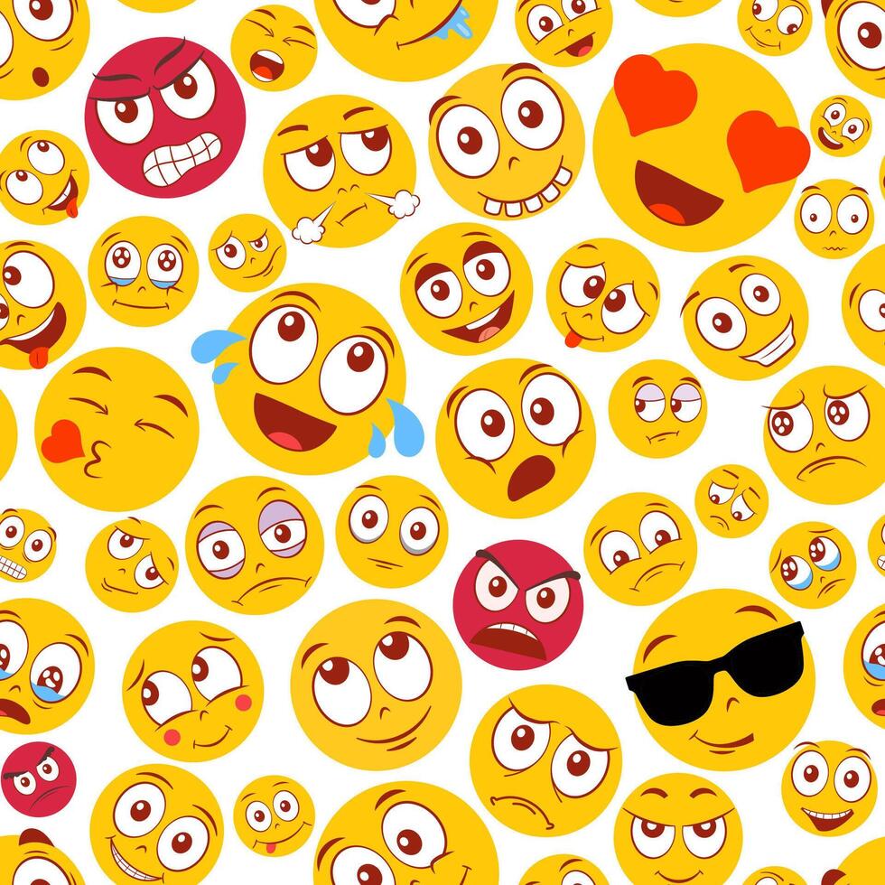 Colorful emojis with various expressions vector