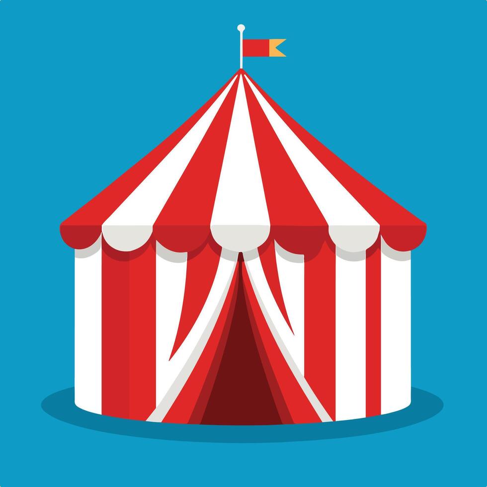 Red and White Striped Circus Tent Carnival Big Top Show Flag vector