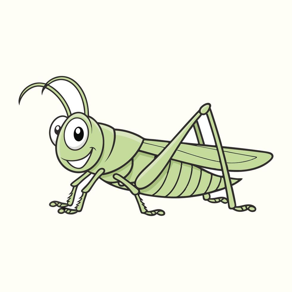 Happy Light Green Grasshopper Cartoon Character Illustration Smiling Insect vector