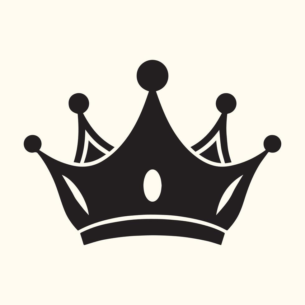 Black Crown Icon Simple Royal Monochrome King Queen Graphic Design Element vector