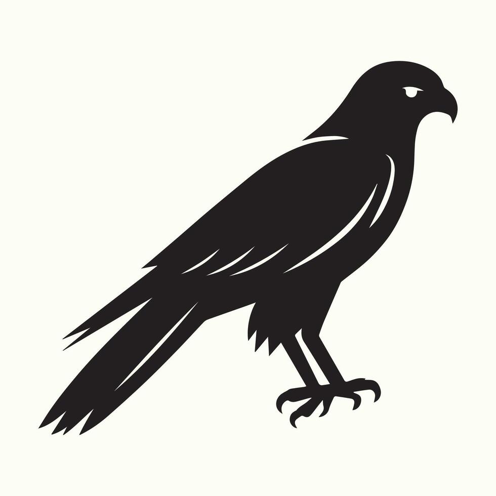 Black Silhouette of a Hawk Bird of Prey Standing Profile View vector
