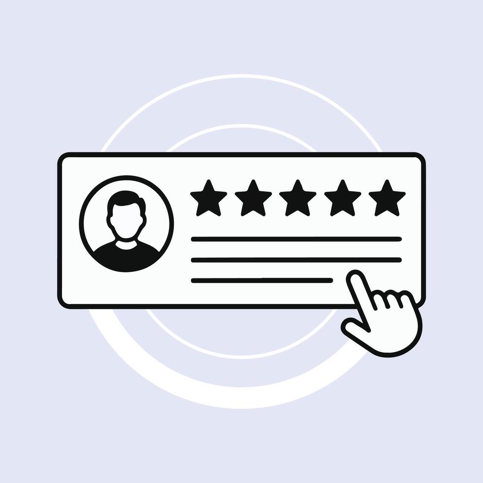 Black and White Five Star Customer Review Icon User Interface Feedback Rating Stars vector