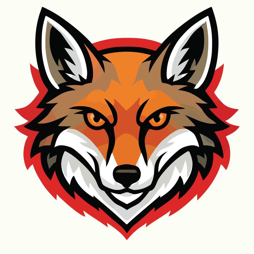 Fierce Orange Fox Head Mascot Logo Red Background Graphic Illustration vector