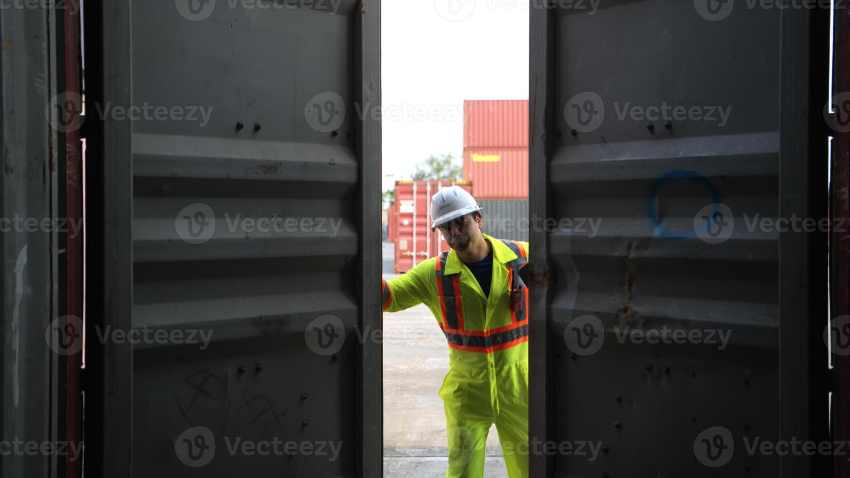 Engineers and technicians inspect the inside of containers and order repairs at the container manufacturing and storage site,93 photo