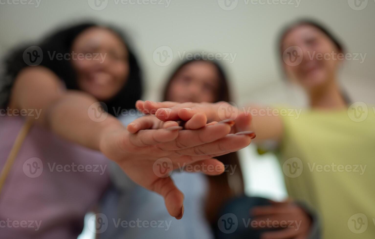 A group of young sport woman breaks after yoga class,23 photo