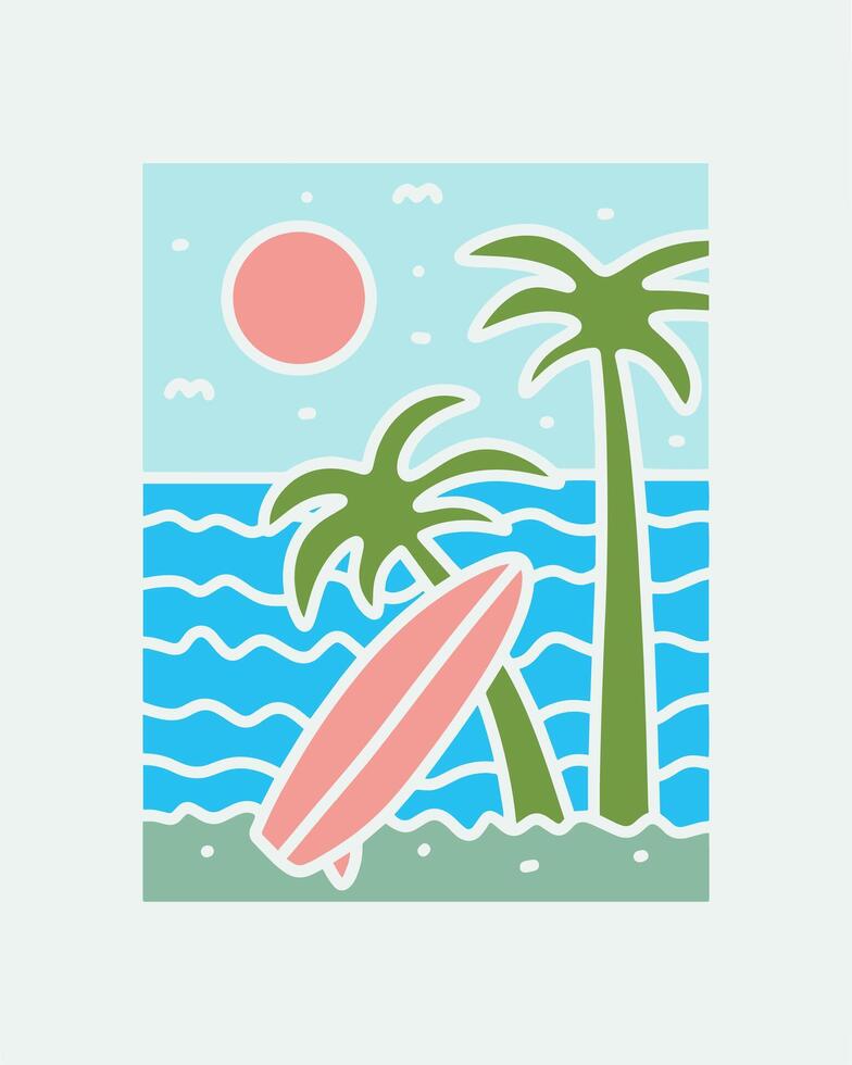 Beach club on summer vibes for t shirt badge sticker illustration vector