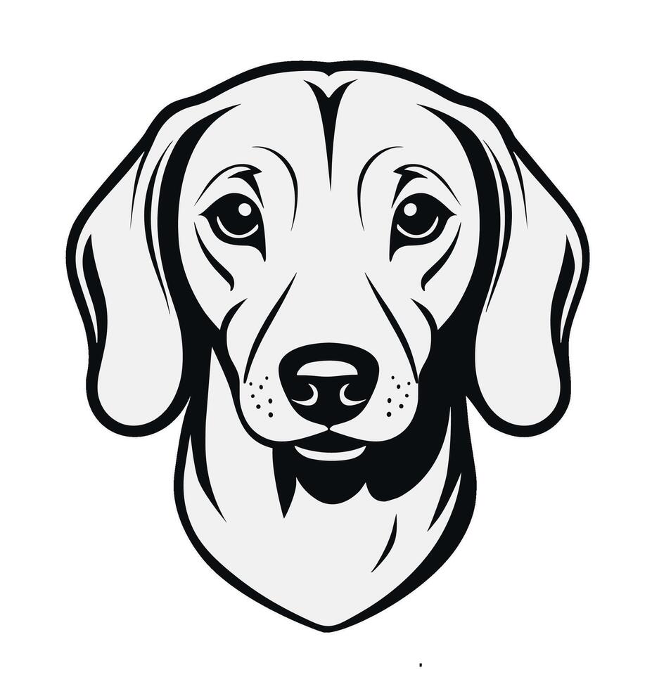 Dachshund head, black and white, isolated, for logos or emblems, or a hallmark on other products. vector