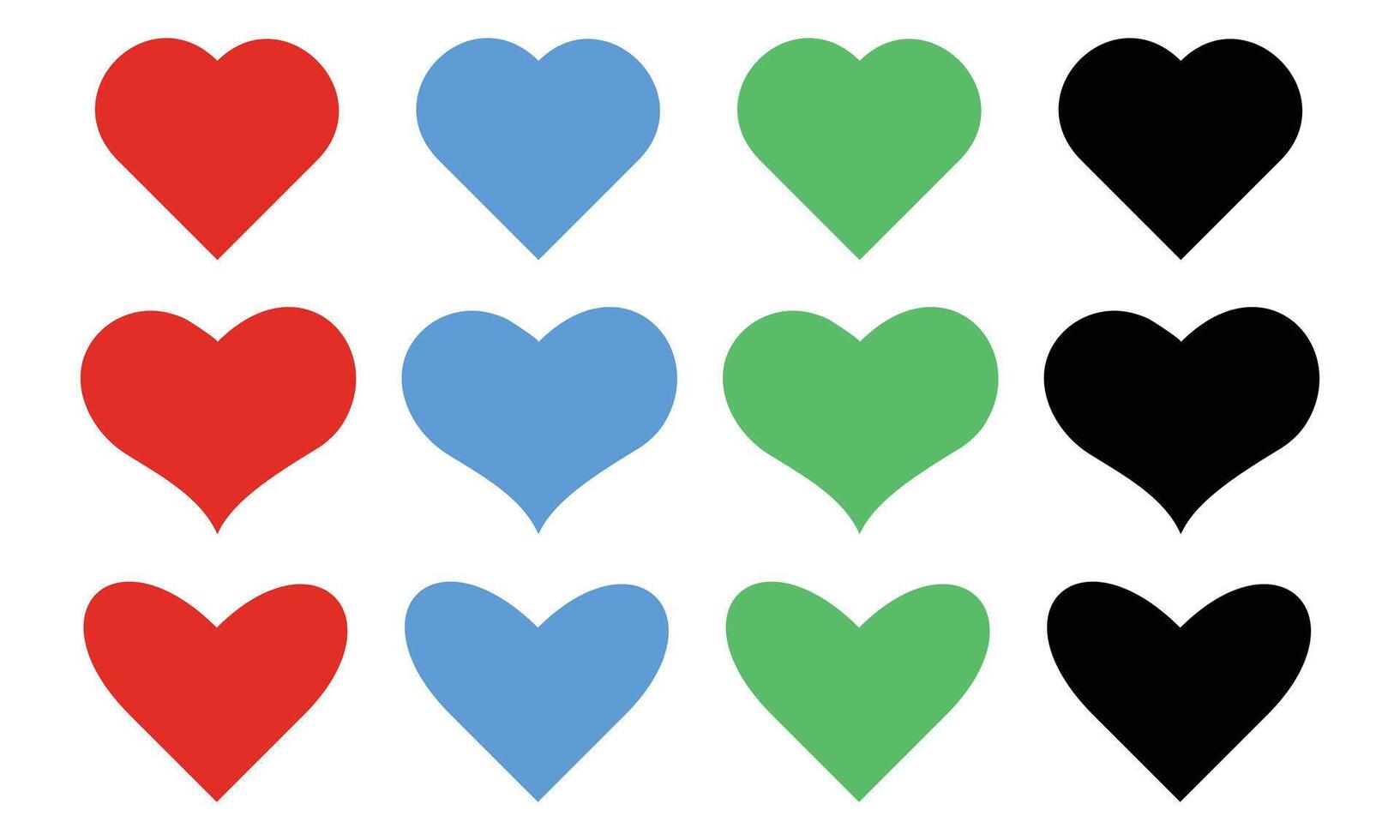 Different color heart and love set vector