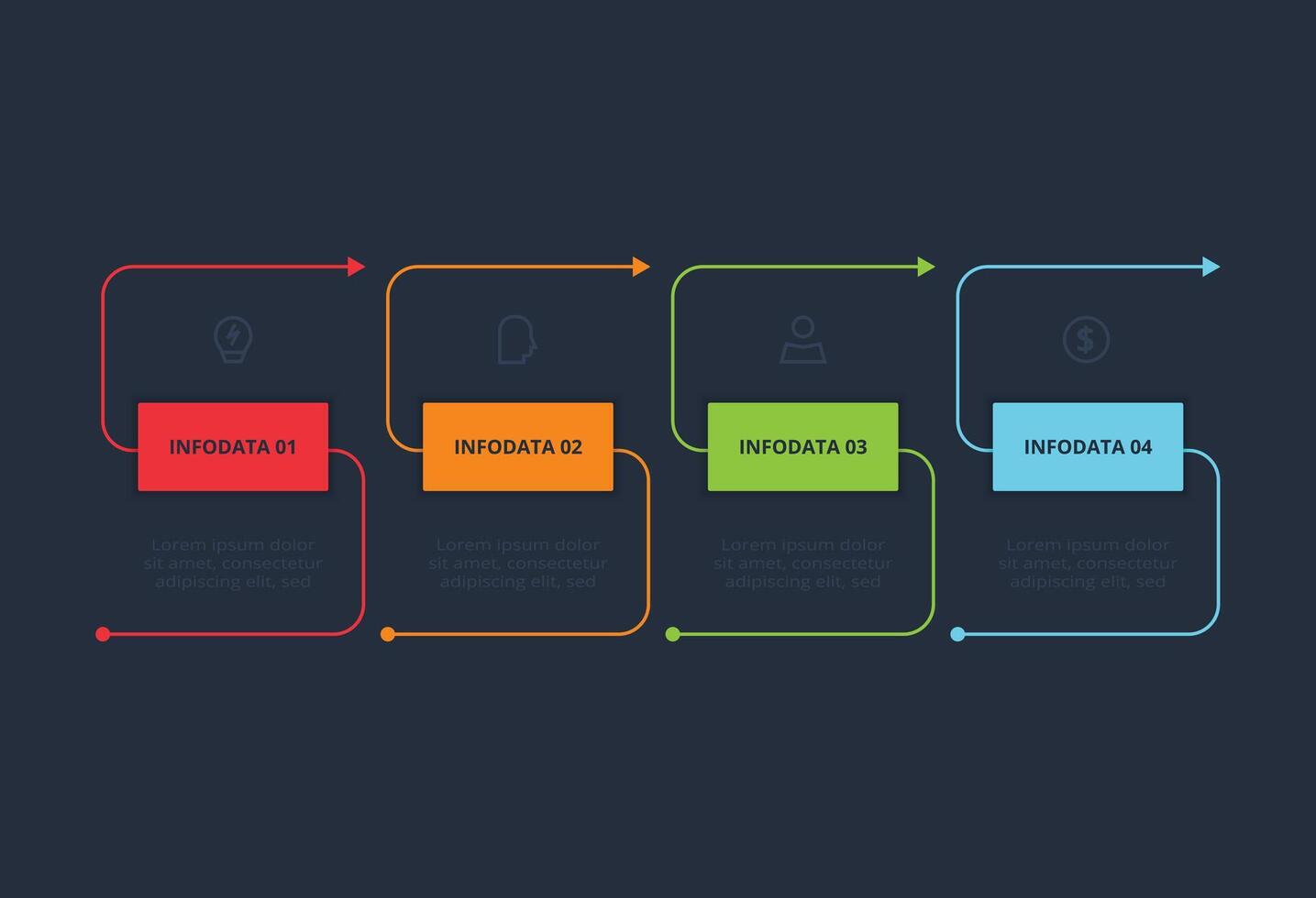 Business. Process chart. Elements of graph, diagram with 4 parts or processes vector