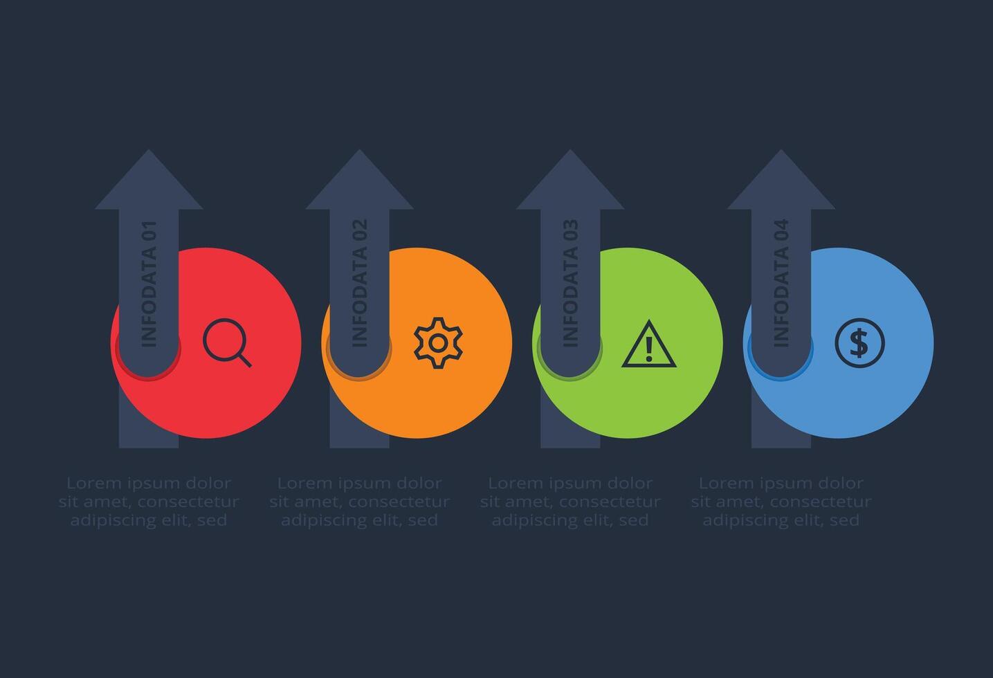 Timeline infographic with 4 elements. Business data visualization. vector