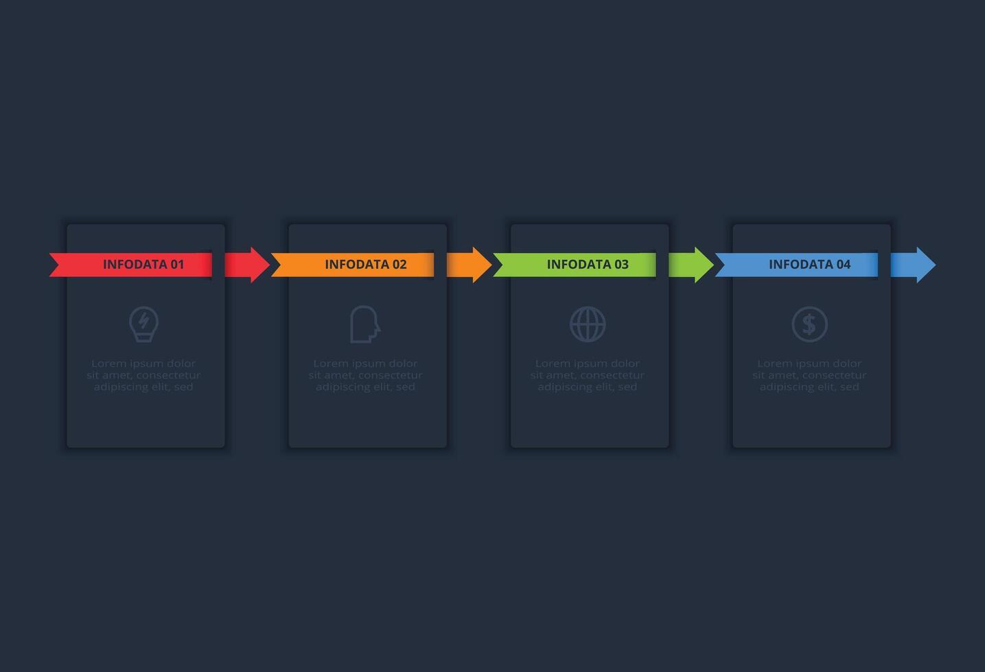 Timeline infographic with 4 elements, steps, options. Business data visualization. vector