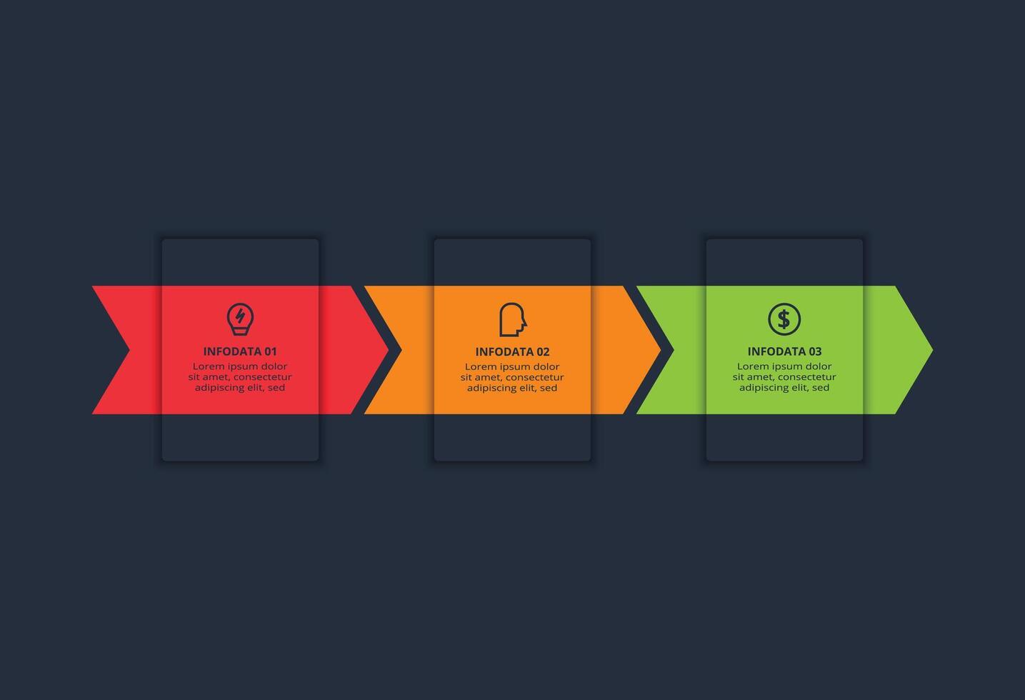 Business data visualization. Process chart. Elements of graph, diagram with 3 parts or processes vector