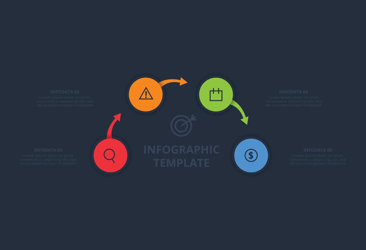 Infographic with 3 steps, template for web on a black background. vector