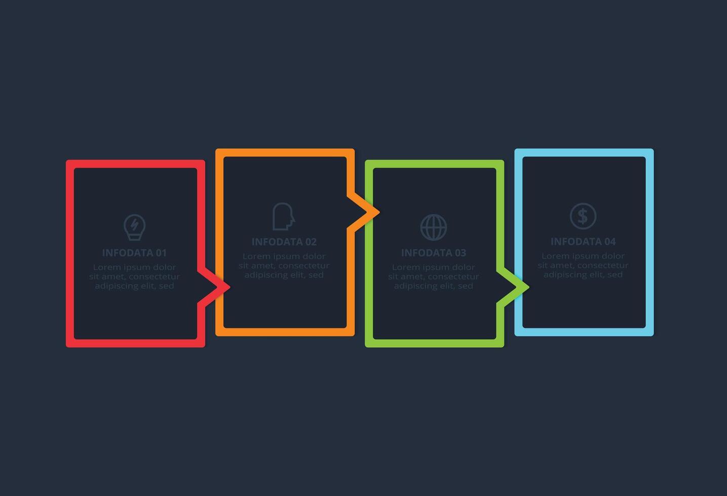 Workflow concept for infographic with 4 steps, options, parts or processes vector