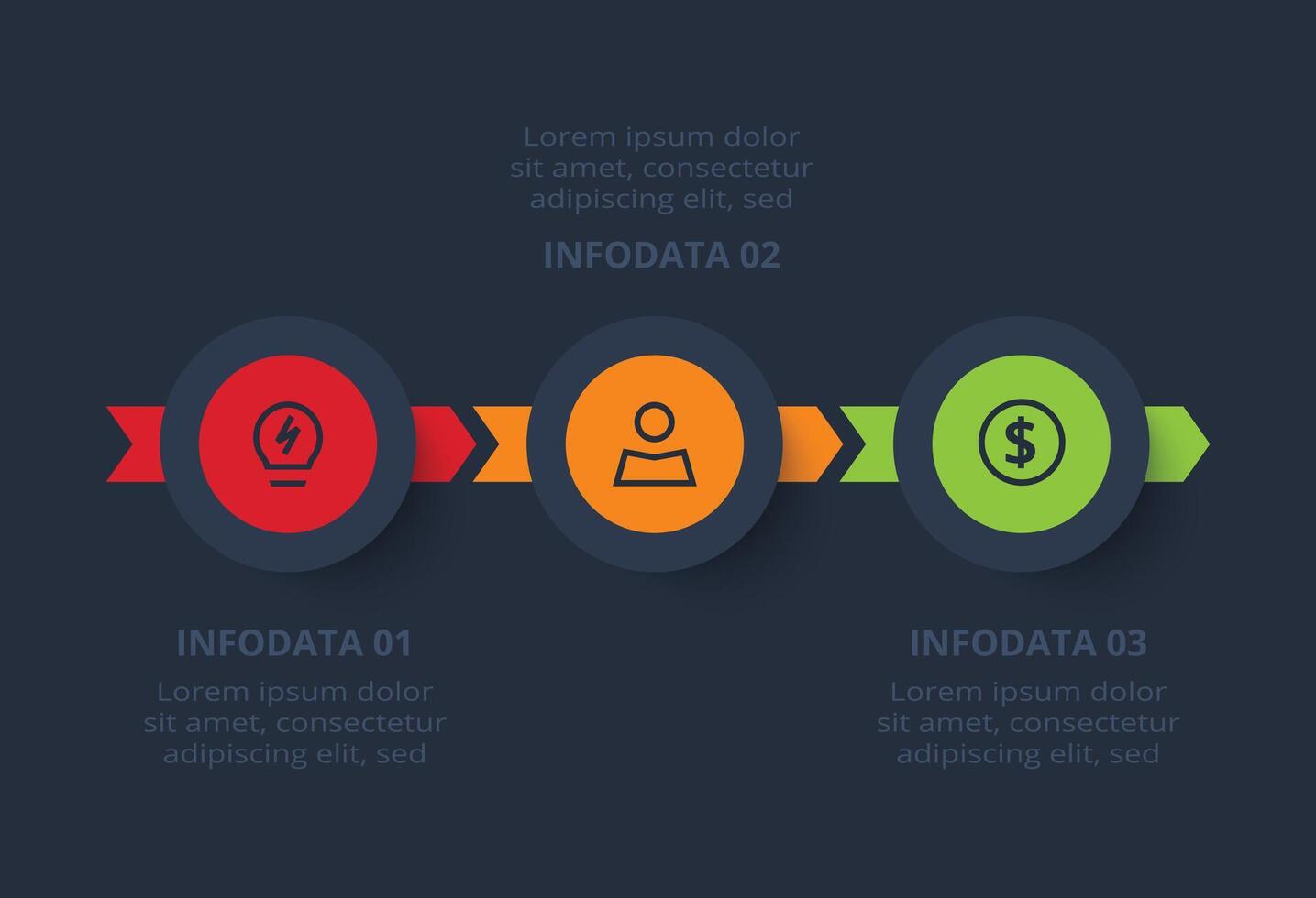 Timeline infographic with 3 elements, steps, options, parts or processes. Business data visualization. vector