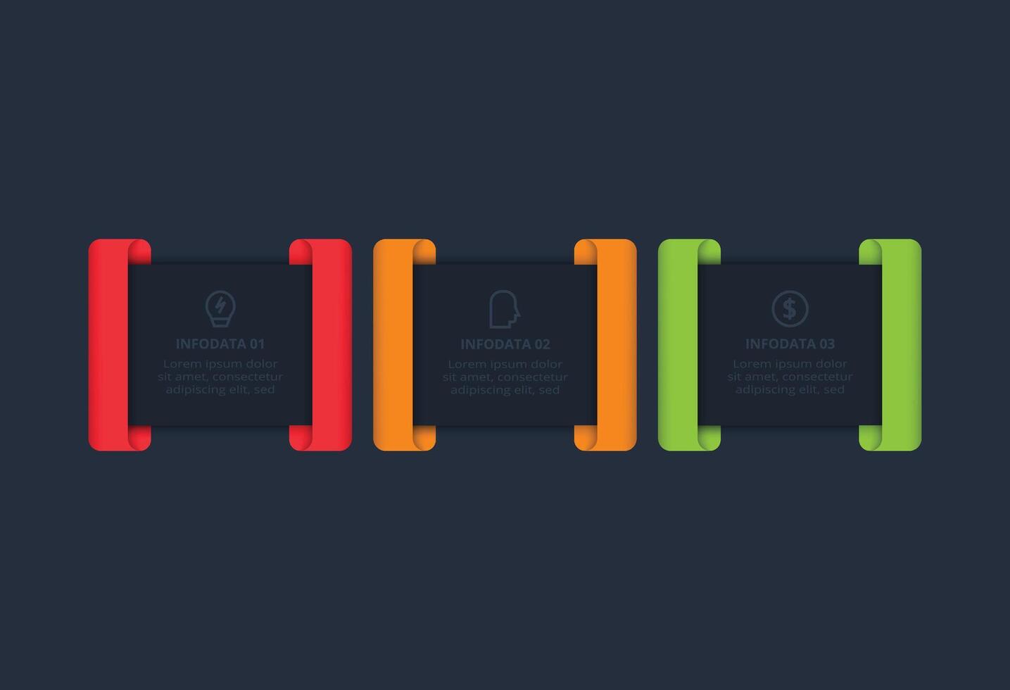 Creative concept for infographic with 3 steps, template for web on a black background. vector