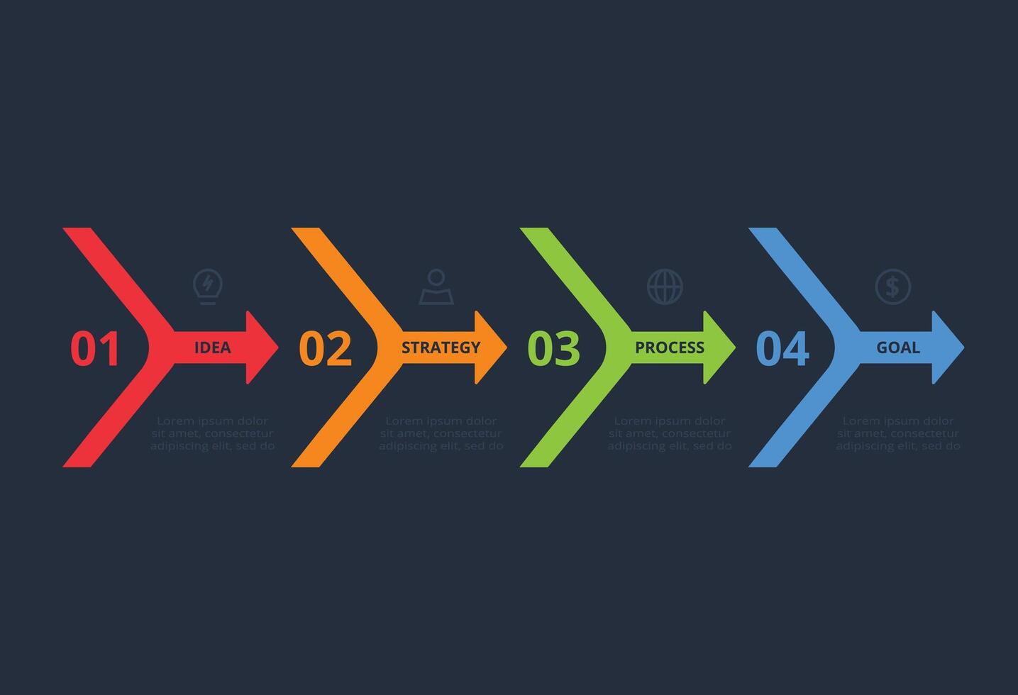 Business data visualization. Elements of graph, diagram with 4 options, parts or processes vector