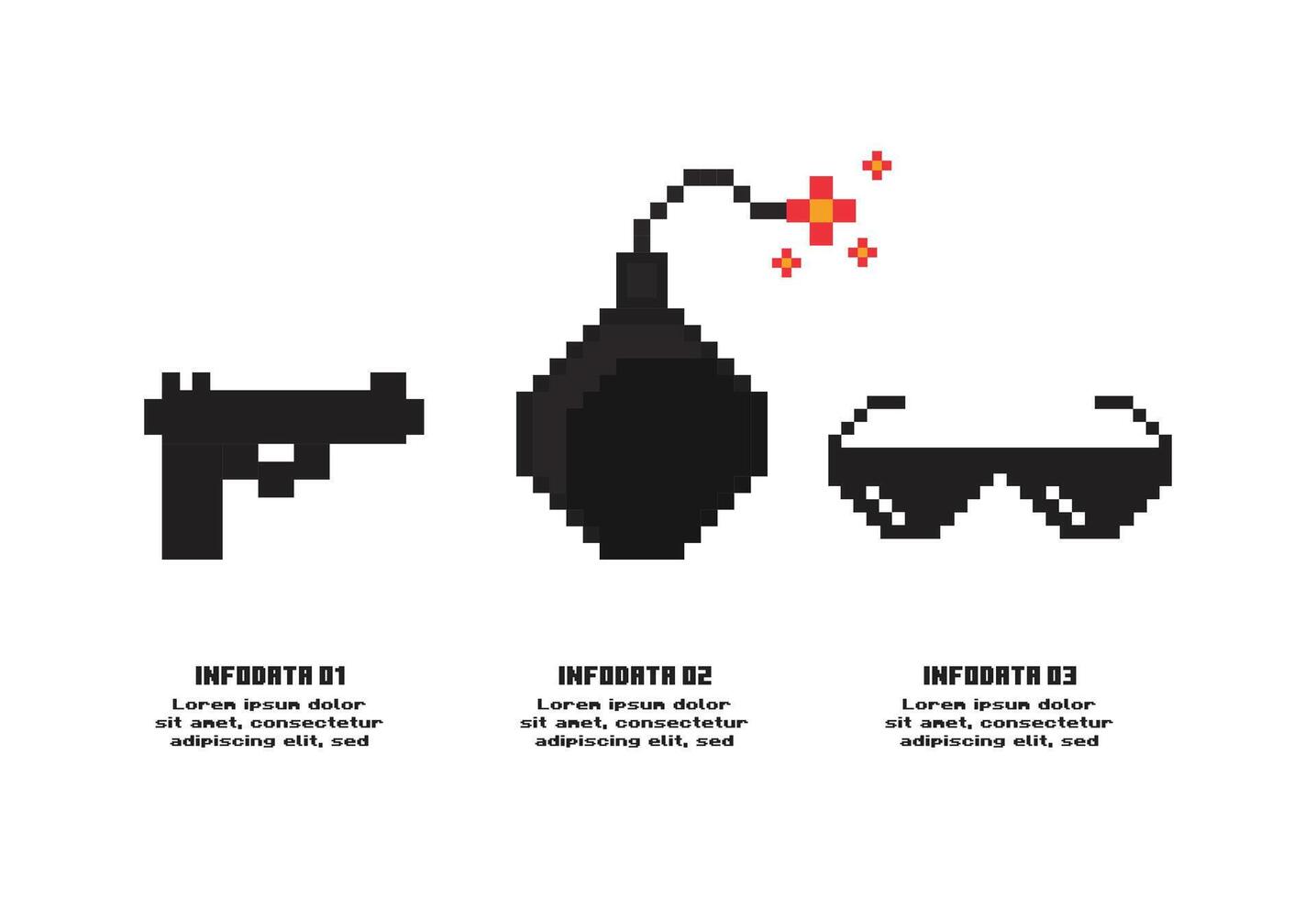Minecraft concept for infographic with 3 steps, options, parts or processes. Business data visualization. vector