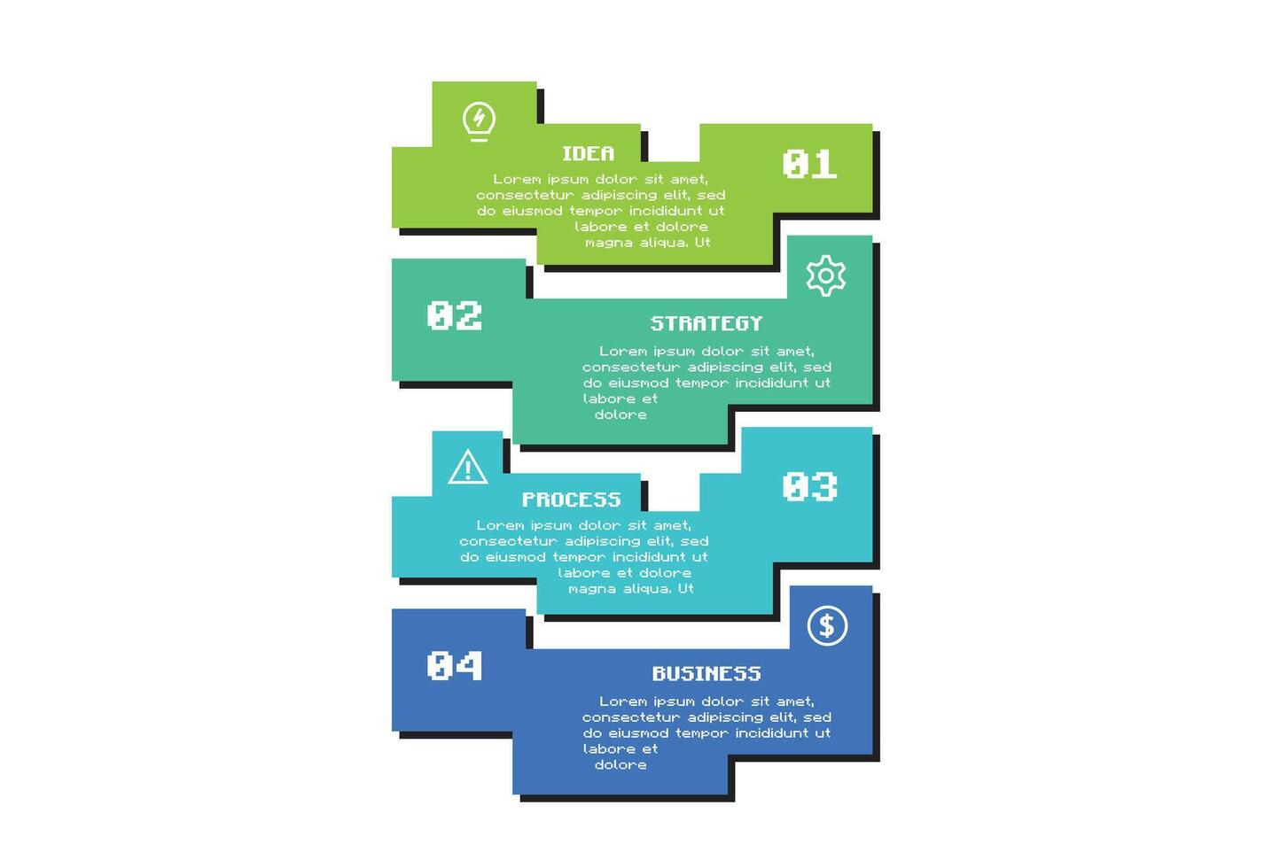 Minecraft concept for infographic with 4 steps, options, parts or processes. Business data visualization. vector