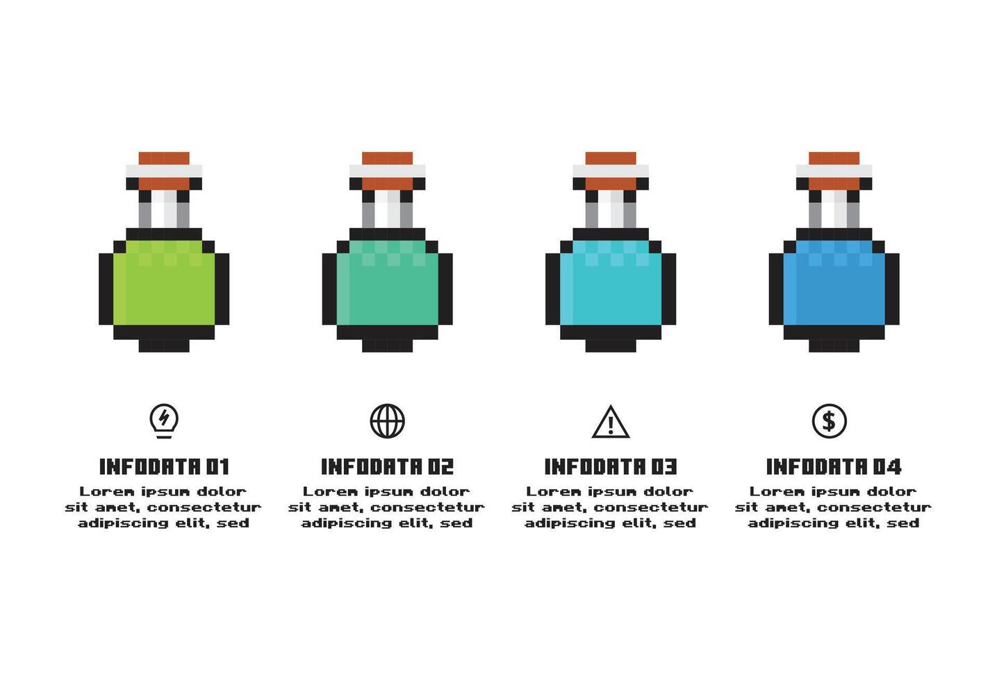 Minecraft concept for infographic with 4 parts or processes. Business data visualization.Minecraft concept for infographic with 4 options, parts or processes. Business data visualization. vector