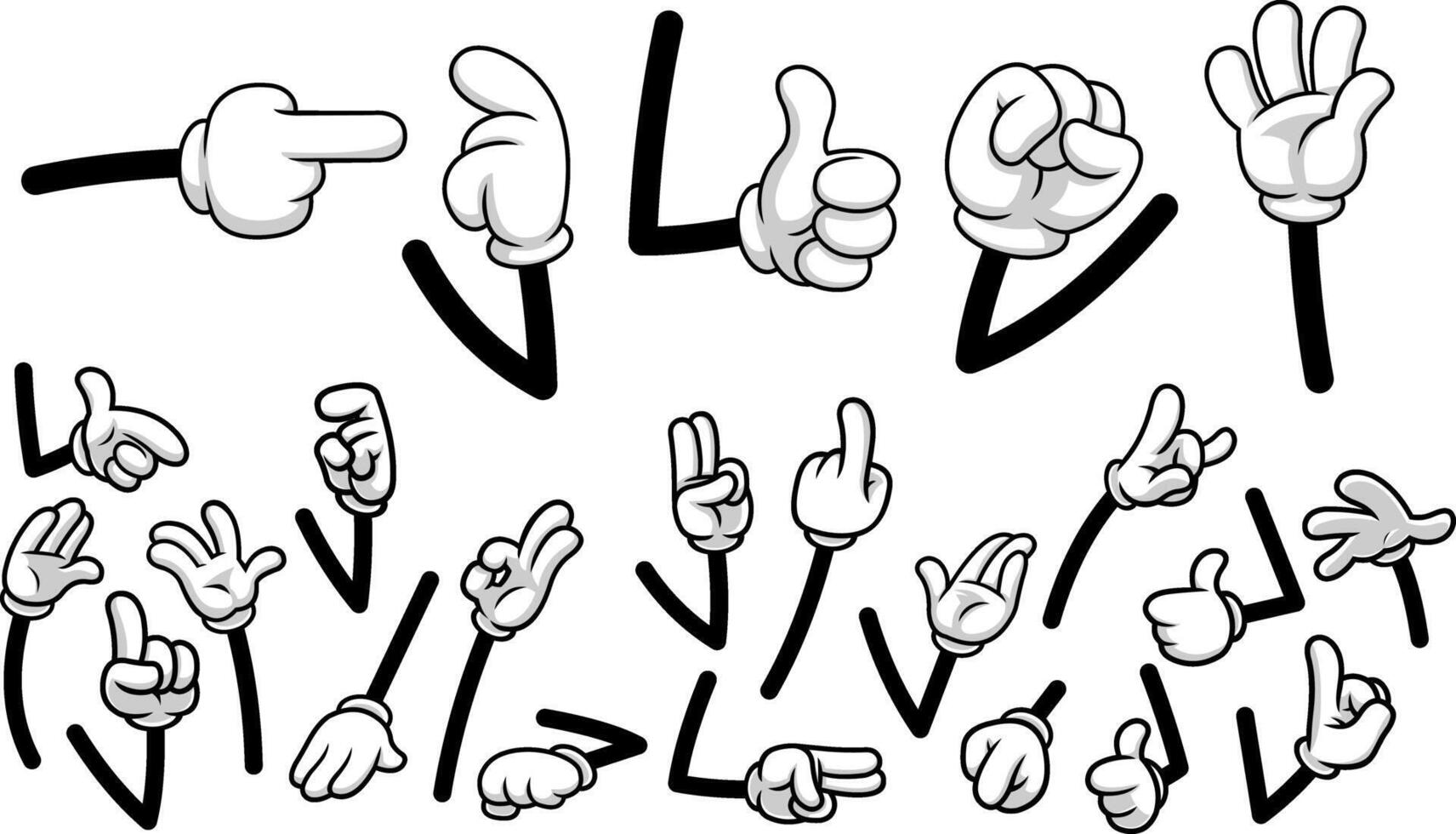 Cartoon Glove Hands Collection With Different Gestures And Expressions vector