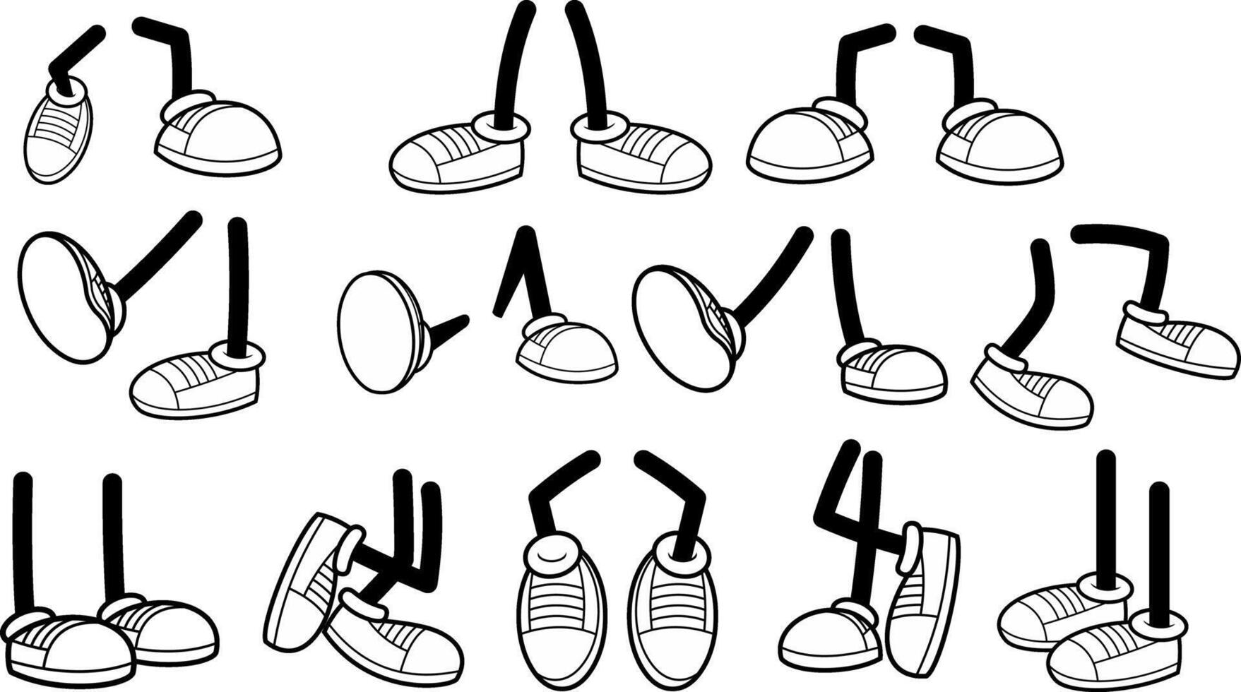 Retro Black And White Cartoon Character Legs With Sneakers vector