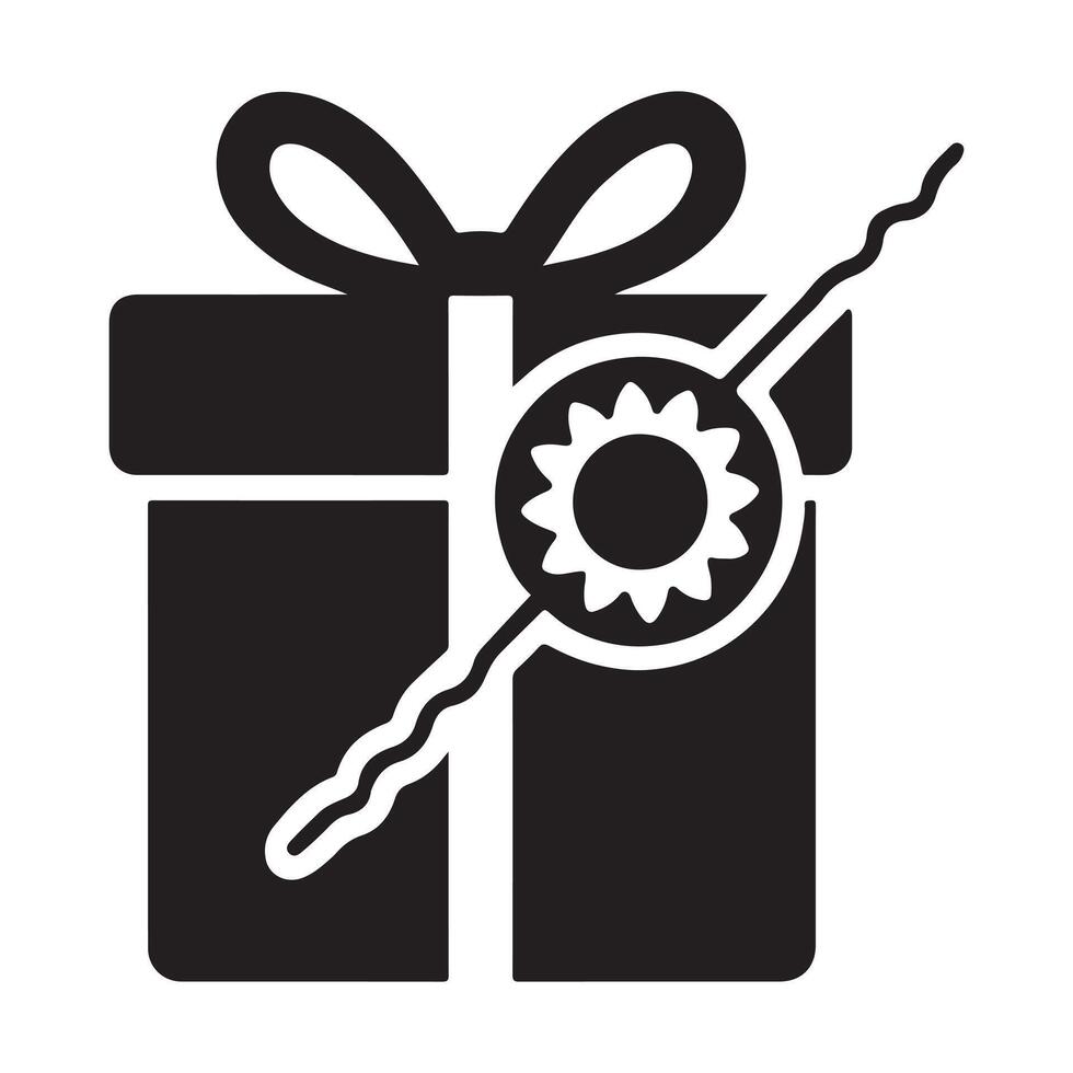 Gift Box with Rakhi Icon Design for Raksha Bandhan Celebration, Silhouette illustration vector