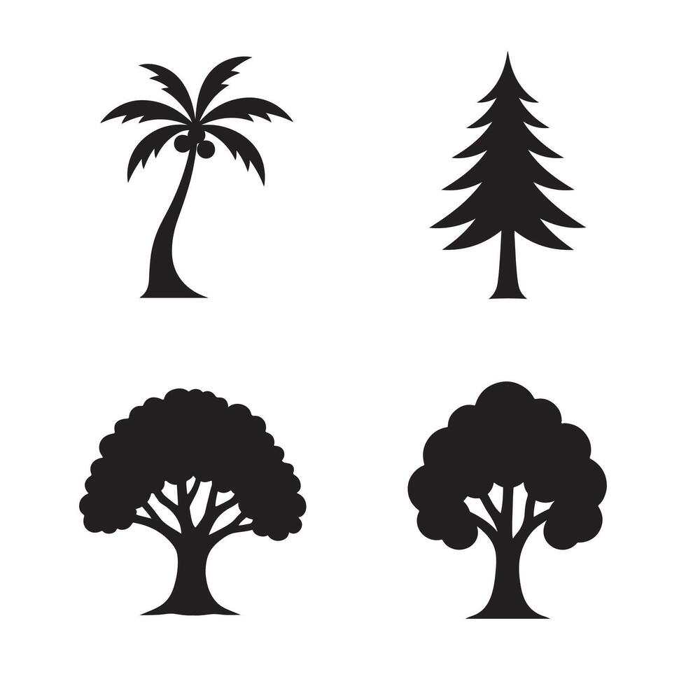 Tree icon silhouette illustration with white background vector