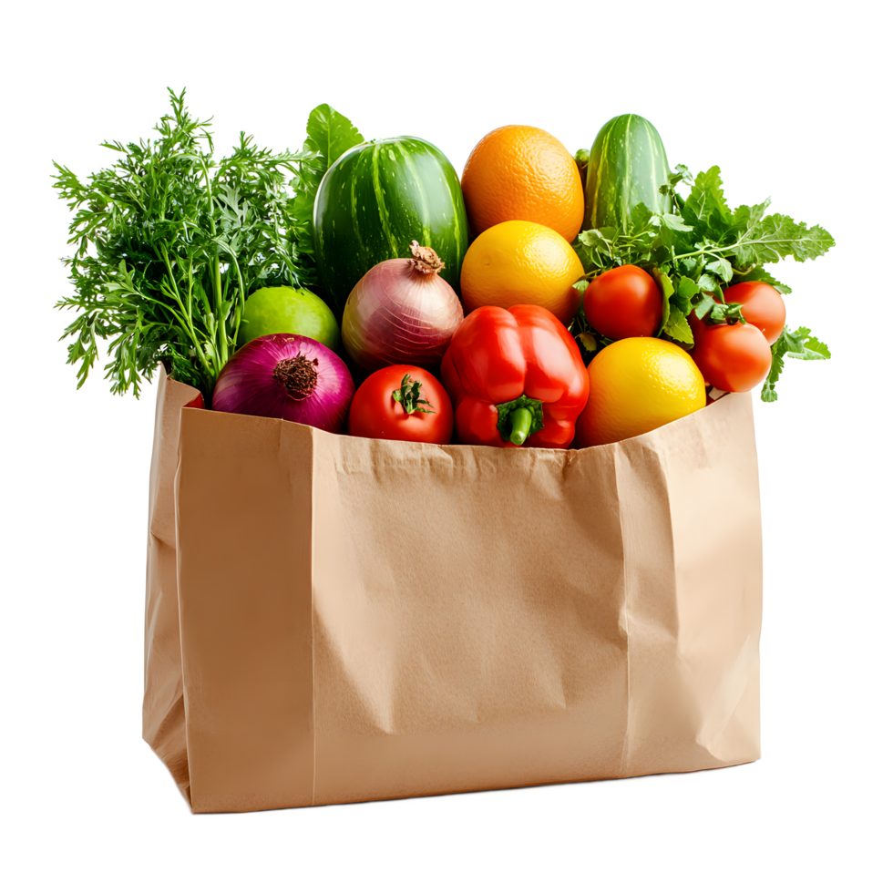 Fresh Produce in a Brown Paper Bag png