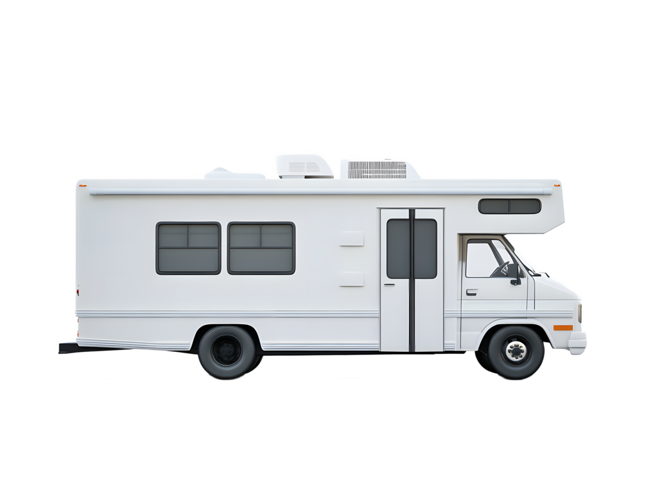 Side view of a clean, modern white camper van. png