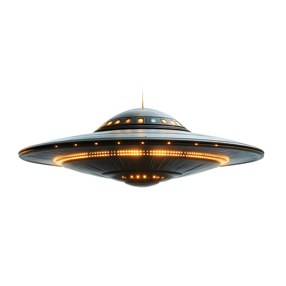 Futuristic UFO Hovering Against Transparent Background png