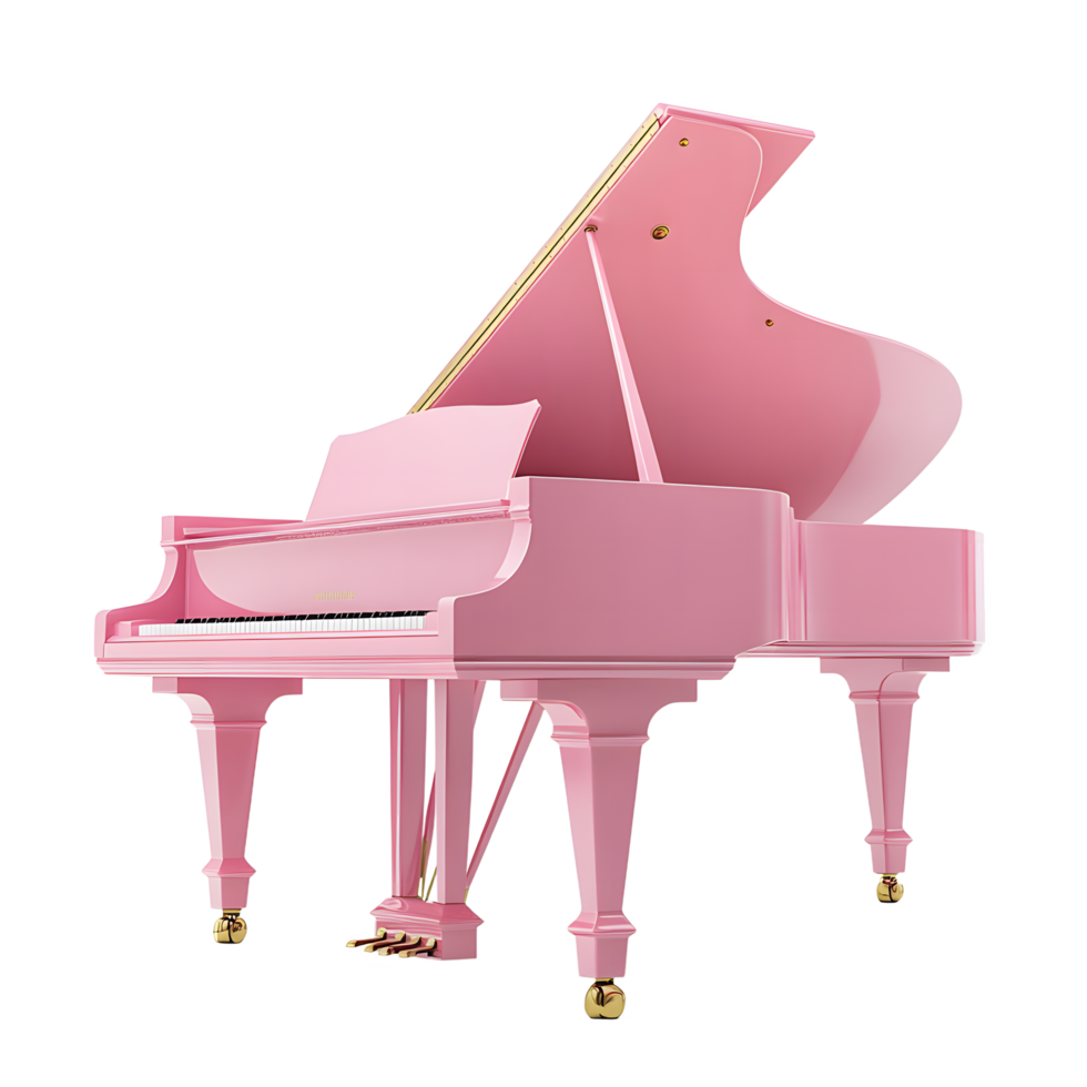 Luxurious Pink Grand Piano with Gold Accents png