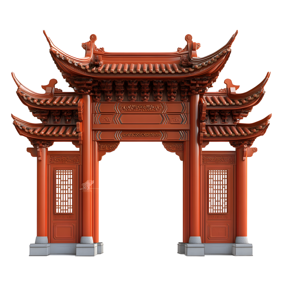 3D Render of a Traditional Chinese Archway png