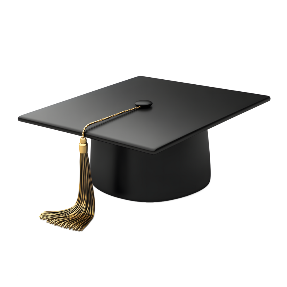Elegant 3D Graduation Cap with Gold Tassel png