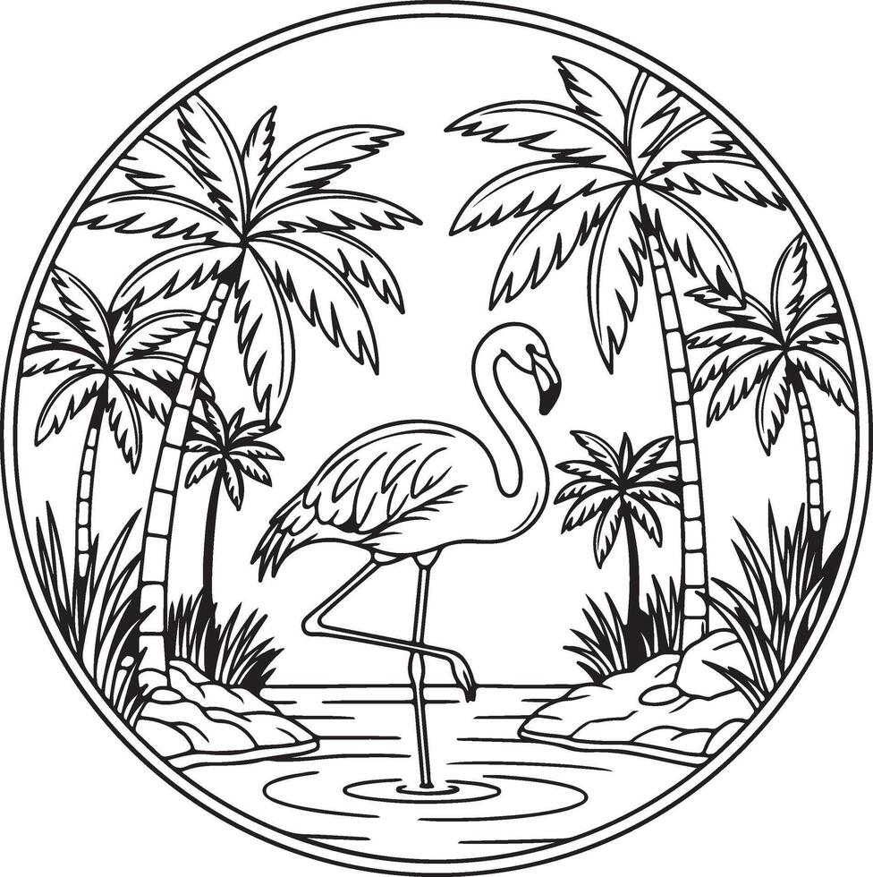 Peaceful Flamingo Standing on One Leg vector