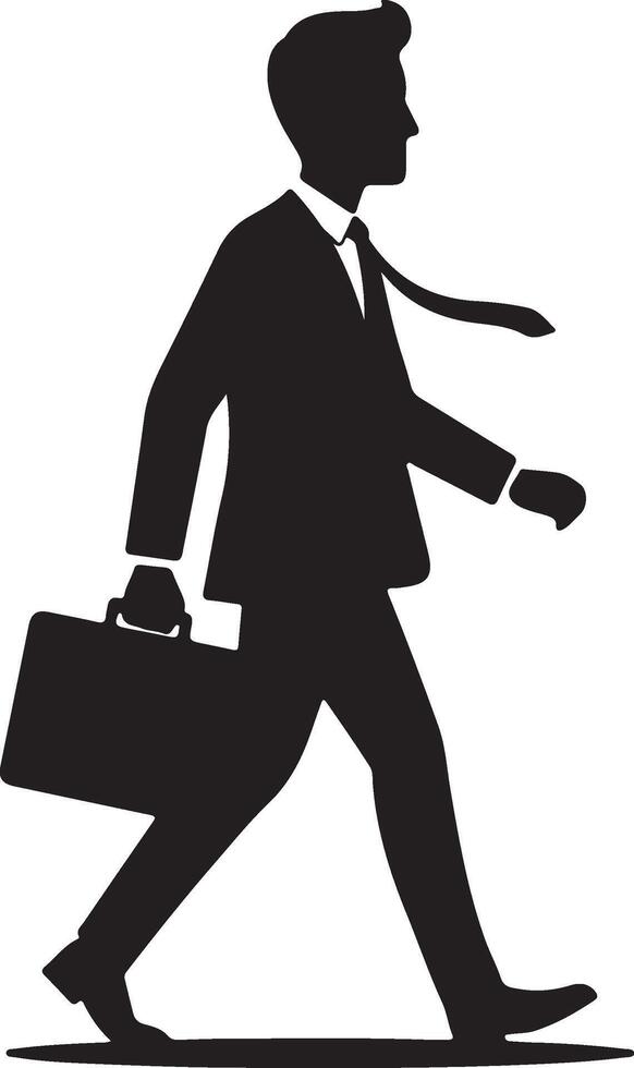 Silhouette of a Confident Businessman Walking with Briefcase vector