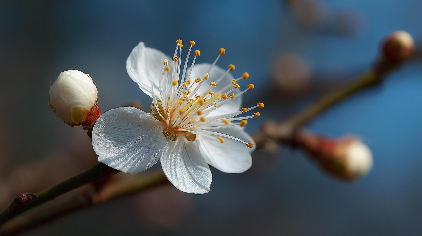 Close up macro flower in vivid tree image photo