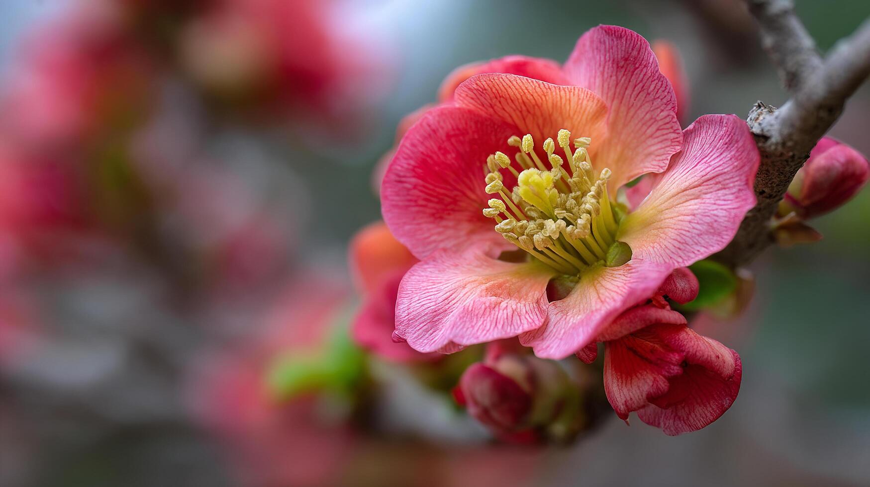 Tree flower surrounded by green in springtime image photo