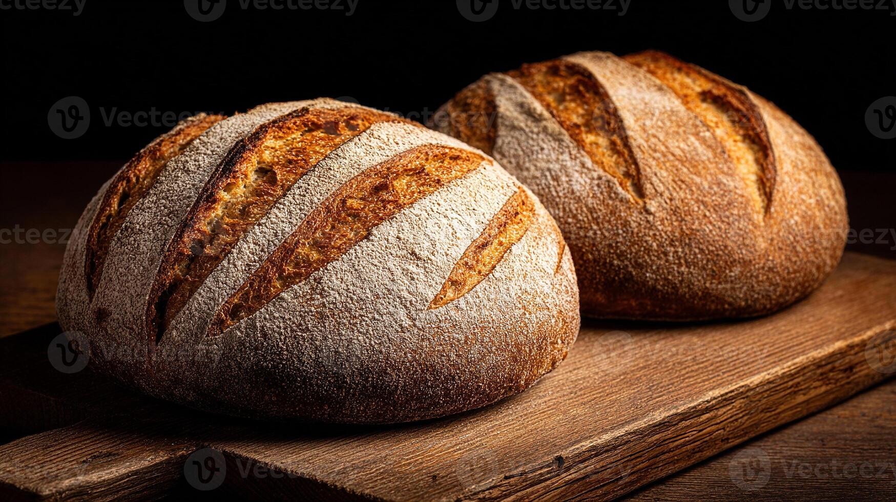 Fresh loaf image of artisan bread with surface details photo