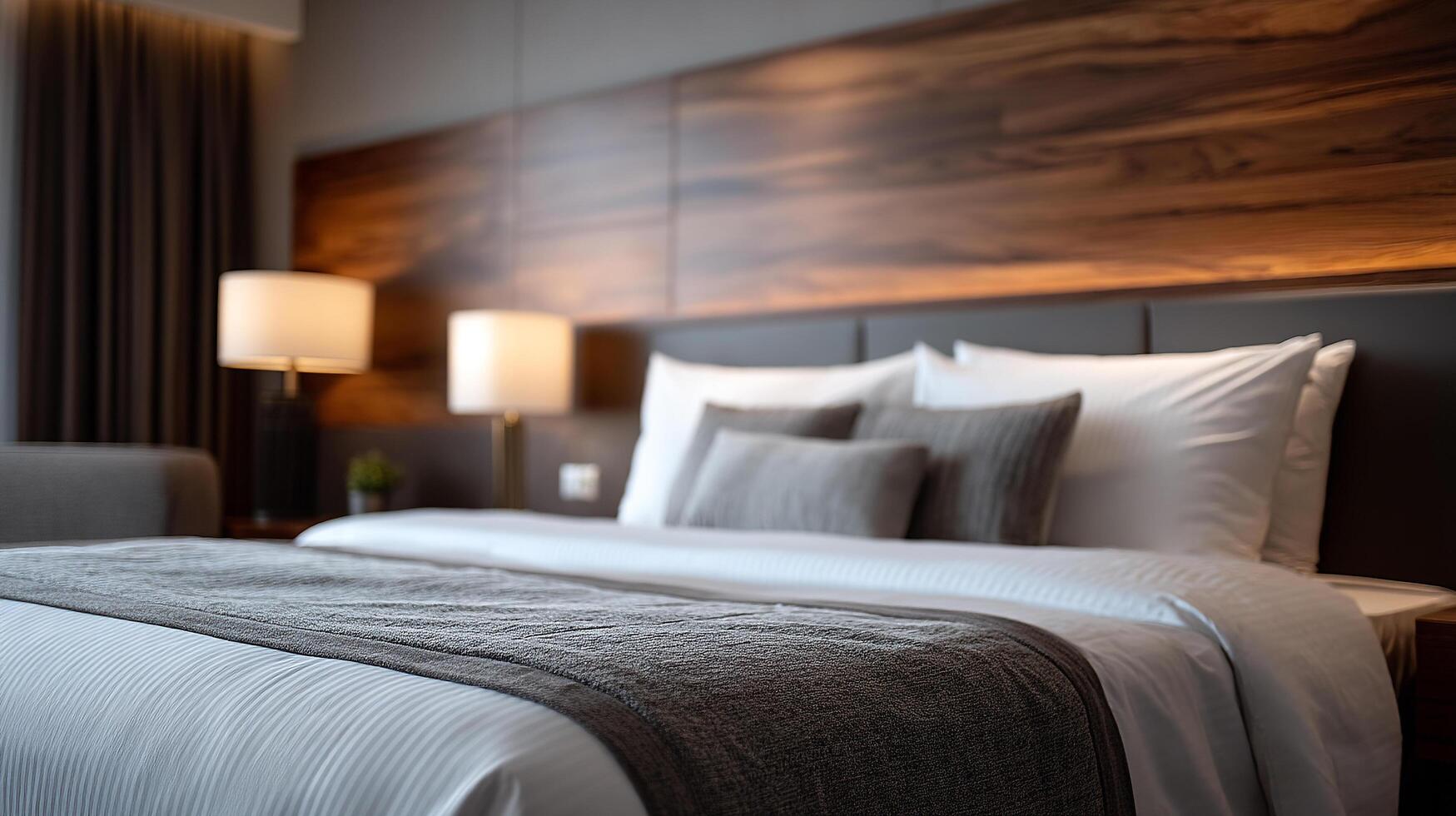 Commercial photo of modern elegant bedroom